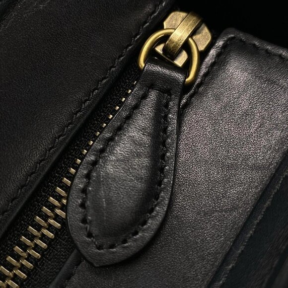 CELINE Luggage Nano Shopper 168243AAC.27CA Bordeaux Black Red Leather - - Picture 13 of 16